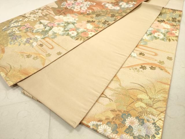 平和屋着物◎本場筑前博多織 六通柄袋帯 桃山屏風四季花図 しょうはく