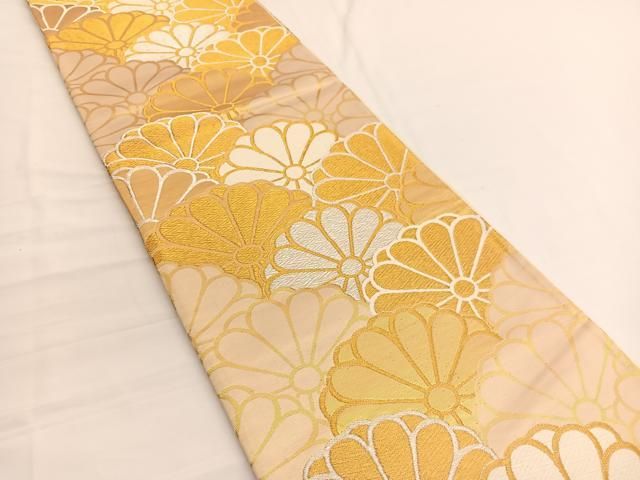 平和屋着物◎西陣 弥栄織物謹製 六通柄袋帯 唐織 菊尽くし 金銀糸 証紙