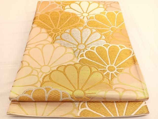 平和屋着物◎西陣 弥栄織物謹製 六通柄袋帯 唐織 菊尽くし 金銀糸 証紙