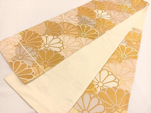 平和屋着物◎西陣 弥栄織物謹製 六通柄袋帯 唐織 菊尽くし 金銀糸 証紙