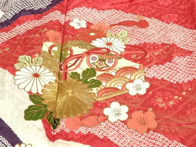 平和屋着物□豪華振袖 駒刺繍 絞り 文箱花文 金彩 正絹 逸品
