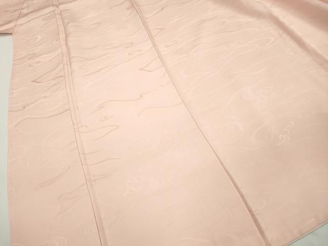 平和屋着物□上質な色無地 立波地紋 水柿色 正絹 逸品 DABA3468qa