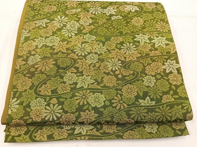 平和屋着物◎全通柄袋帯 ふくれ織 草花文 正絹 逸品 BAAW1468mz - メルカリ