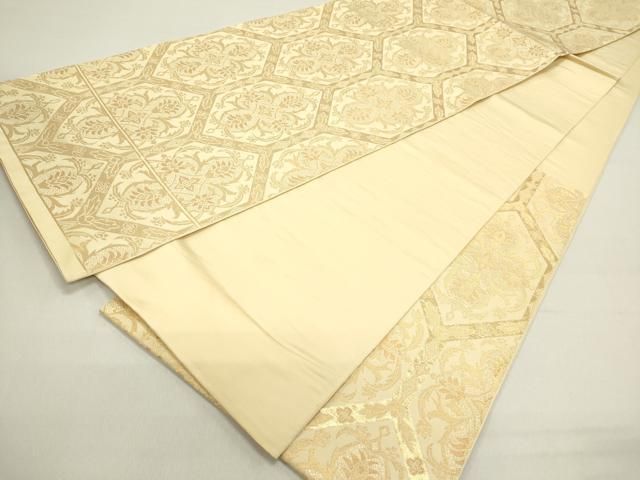 平和屋着物◎六通柄 本袋帯 亀甲花文 金糸 正絹 逸品 DAAZ5768ea