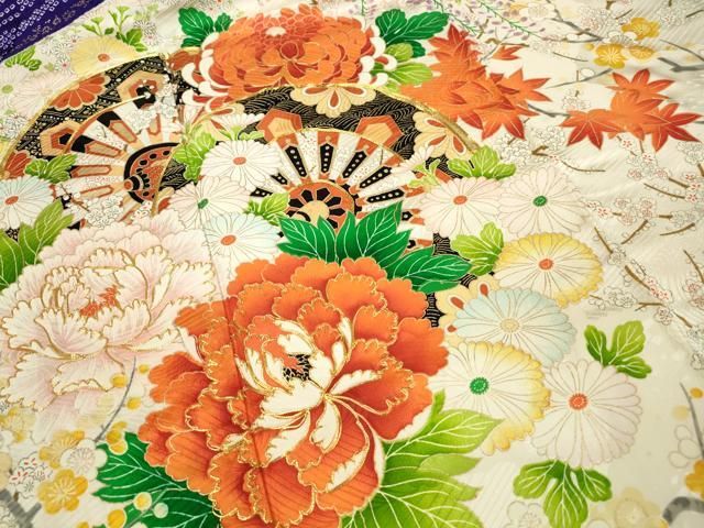 平和屋着物□豪華振袖 駒刺繍 絞り 流水片輪車花文 金彩 正絹 逸品