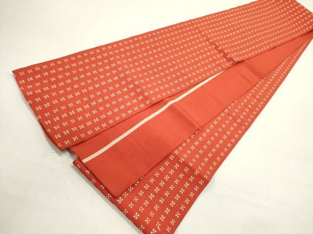 平和屋着物◎本場筑前博多織 半幅帯 花織 緋色 正絹 逸品 DAAZ5773ea