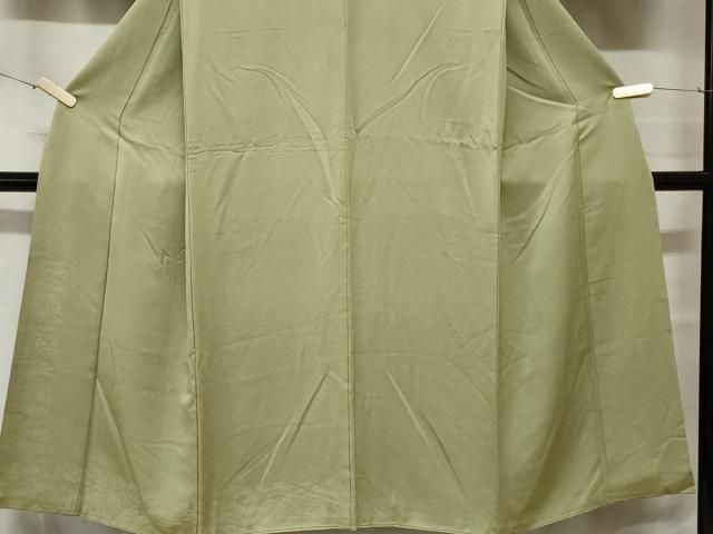 平和屋着物□上質な色無地 風景地紋 山葵色 正絹 逸品 CAAZ5801ev