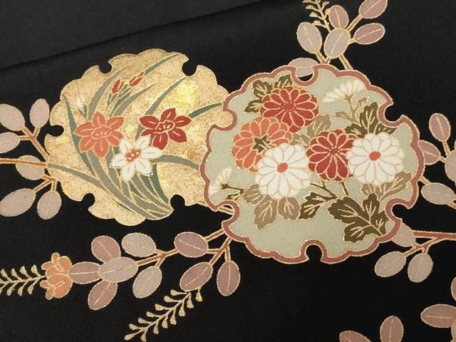 平和屋着物□豪華黒留袖 駒刺繍 片輪車雪輪枝花文 金彩 やまと誂製