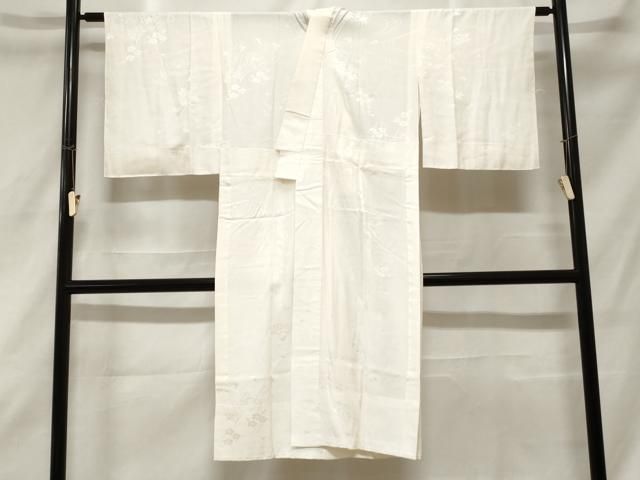平和屋着物□長襦袢 無双仕立て 流水鼓花地紋 白色 正絹 逸品