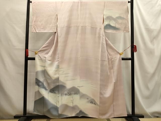平和屋着物□訪問着 手描き 遠山樹林風景文 暈し染め 正絹 逸品