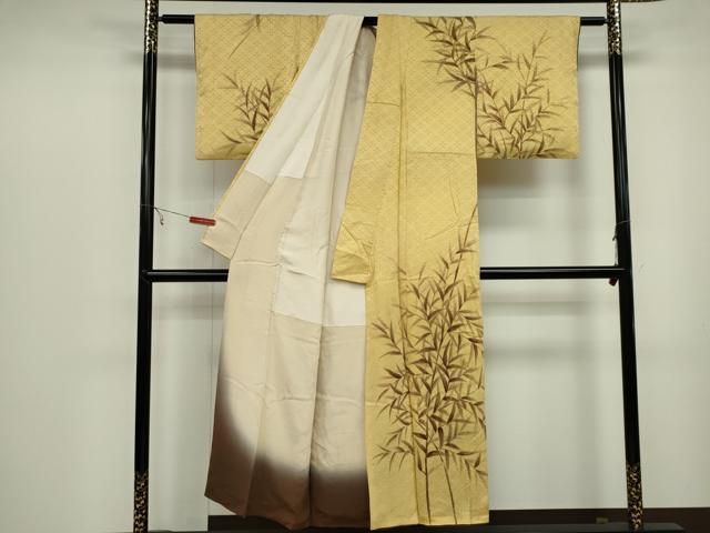 平和屋着物▽訪問着　単衣　蔦の葉文　暈し染め　正絹　逸品　AABC4120fy 平和屋着物□訪問着 手描き 笹の葉文 暈し染め 正絹 逸品 CABB1792ou