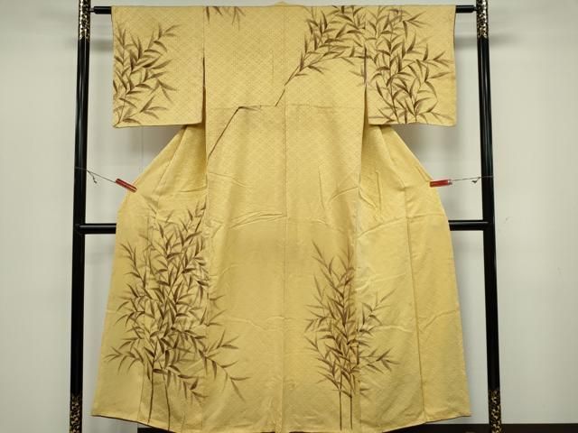 平和屋着物□訪問着 手描き 笹の葉文 暈し染め 正絹 逸品 CABB1792ou