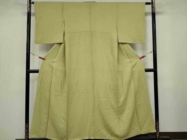 平和屋着物□上質な色無地 草花地紋 若芽色 正絹 逸品 CABB1795ou