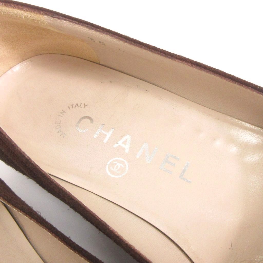 シャネル CHANEL パンプス ココマーク スエード 茶 ブラウン 35 22㎝位
