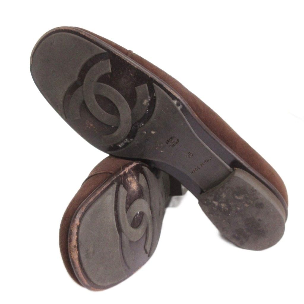 シャネル CHANEL パンプス ココマーク スエード 茶 ブラウン 35 22㎝位