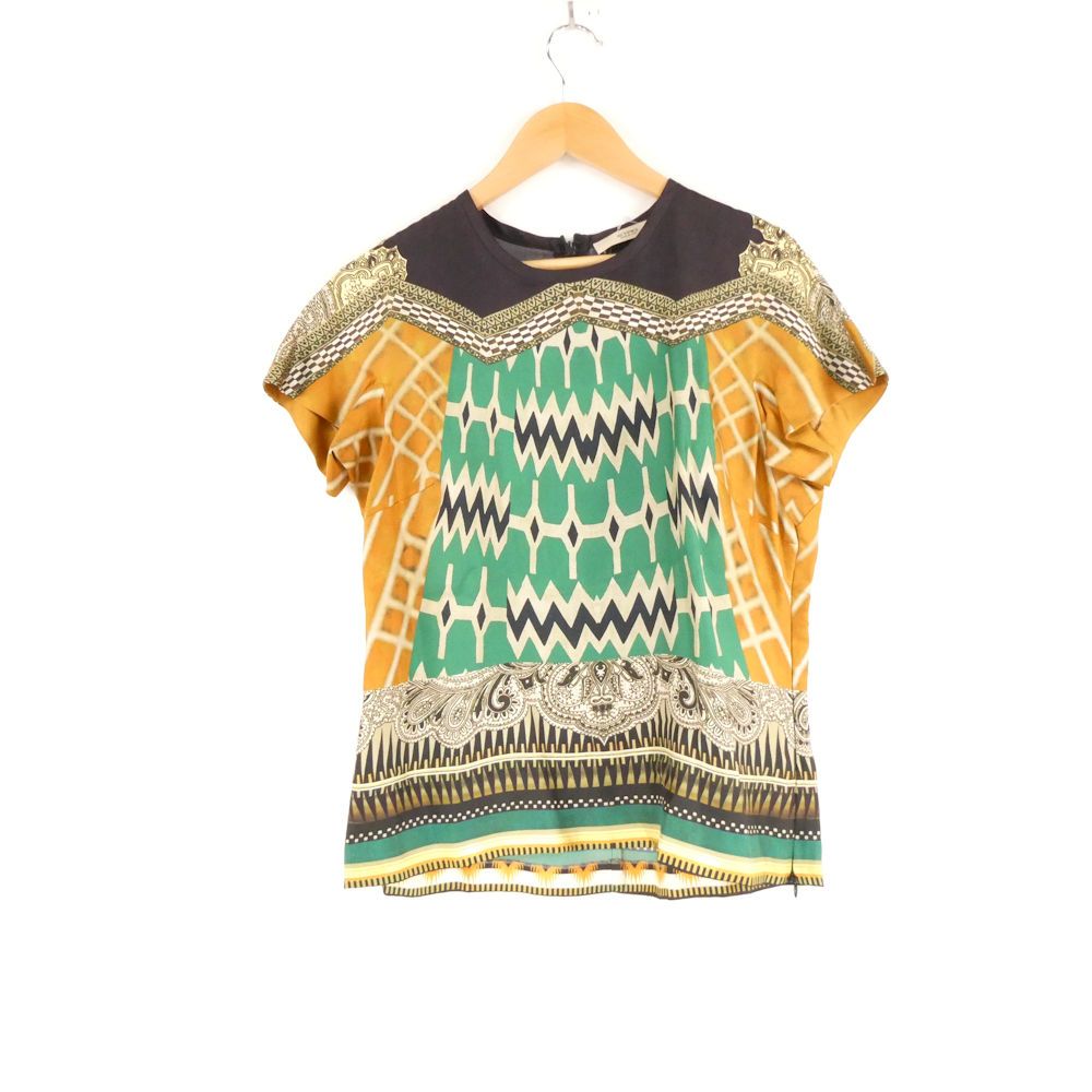 美品 ETRO エトロ 111-15341-4918 ブラウス 42 シルク 100% 半袖 総柄 レディース AY6930A75 美品 ETRO エトロ 111-15341-4918 ブラウス 42 シルク 100% 半袖 総柄