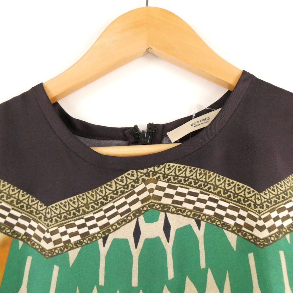 美品 ETRO エトロ 111-15341-4918 ブラウス 42 シルク 100% 半袖 総柄 レディース AY6930A75 美品 ETRO エトロ 111-15341-4918 ブラウス 42 シルク 100% 半袖 総柄