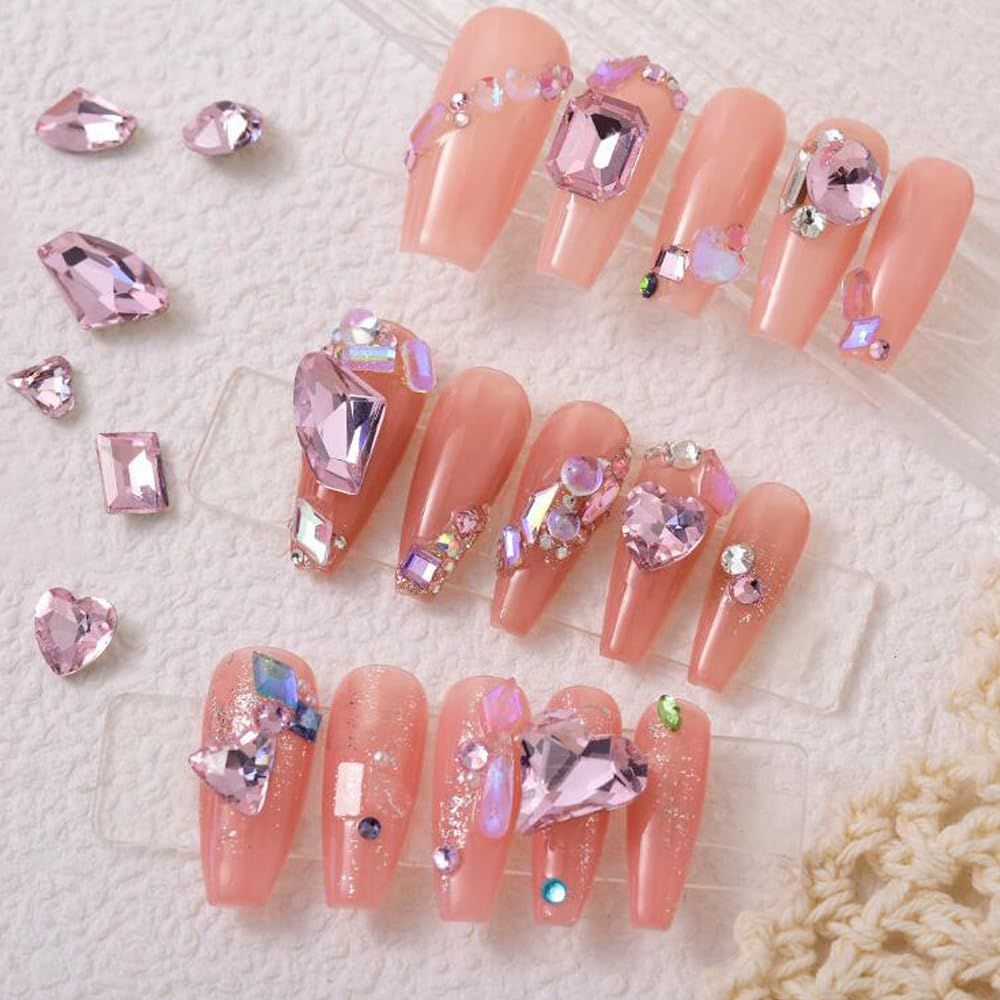 GOODCHI ネイルパーツ ピンク オーロラストーン アクリルストーン