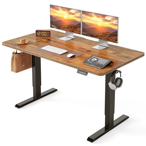 FEZIBO 昇降デスク 電動 オフィスワークテーブル スタンディングデスク 幅120 cm 奥行60 高さメモリー機能 上下自動昇降 静音 収納フック付き 衝突検知 机 作業机 テレワーク x 奥行き60 高さ7 49 fe 61 d 2