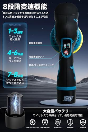 ポリッシャー 充電式 ダブルアクション 充電式ポリッシャー 大容量バッテリ一 搭載 電動ポリッシャー 車 コードレスポリッシャー ブルーp 82 cac 435