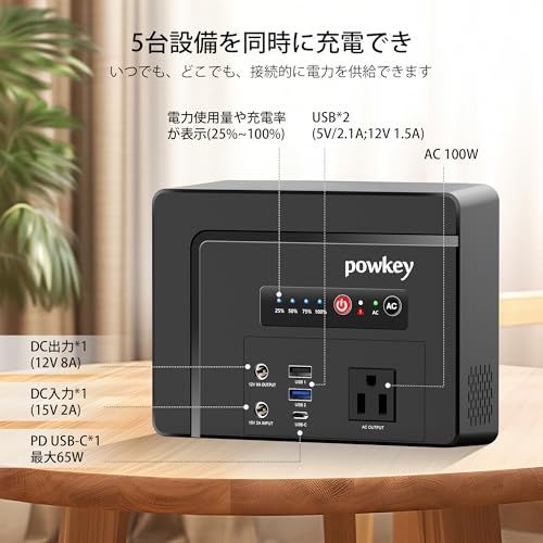 Powkey ポータブル電源 G 100 97 68 Wh 26400 mAh ぽーたふる電源 大容量 ポータブルバッテリー 小型 AC W PD 65 デュアル充電 USB C急速充電 キャンプ アウトドア 停電対策 家庭用p b 72 7 dd 3
