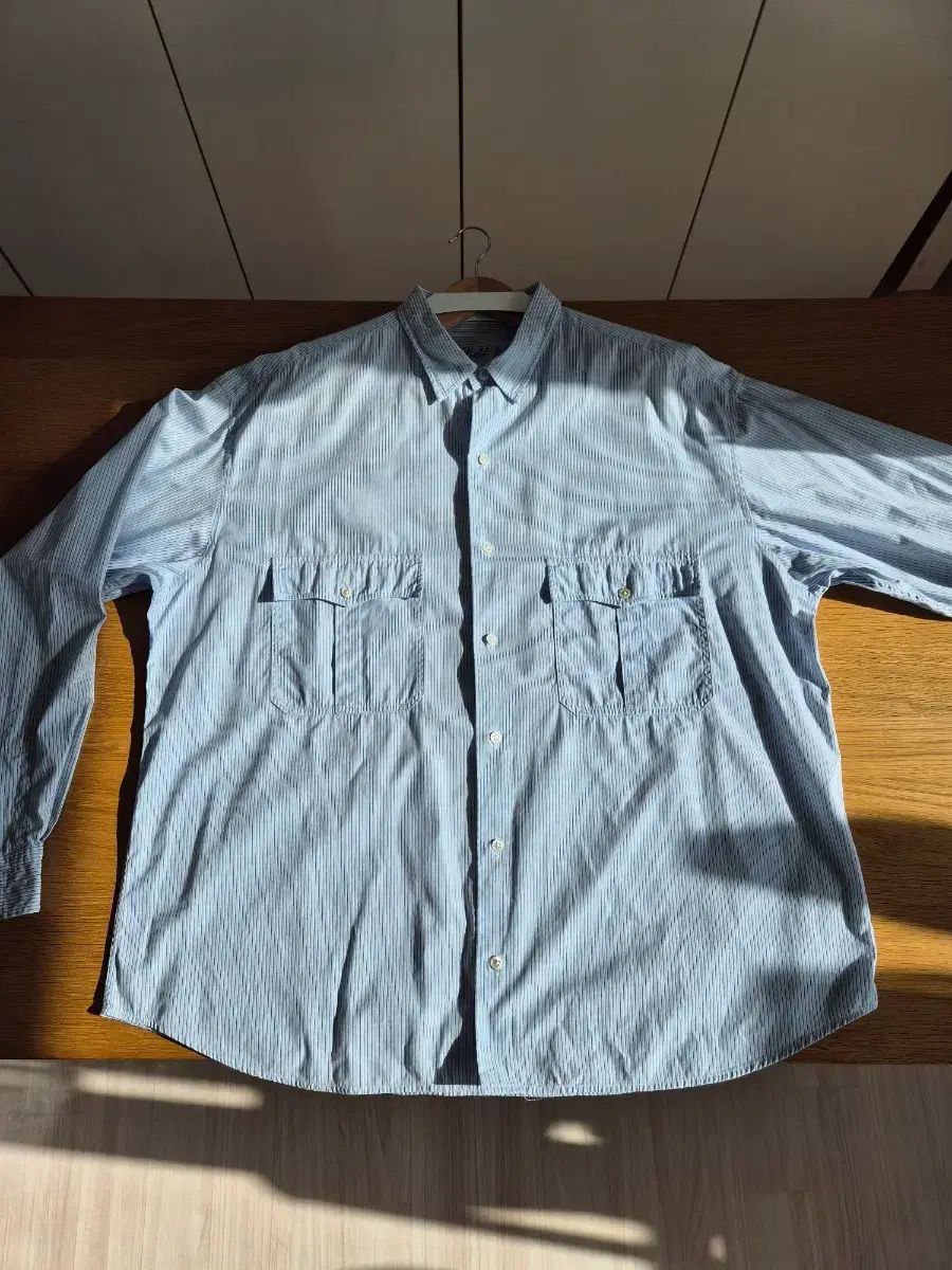 1回着用 ポータークラシック Classic ロールアップ シャツ ブルー ストライプ XXL