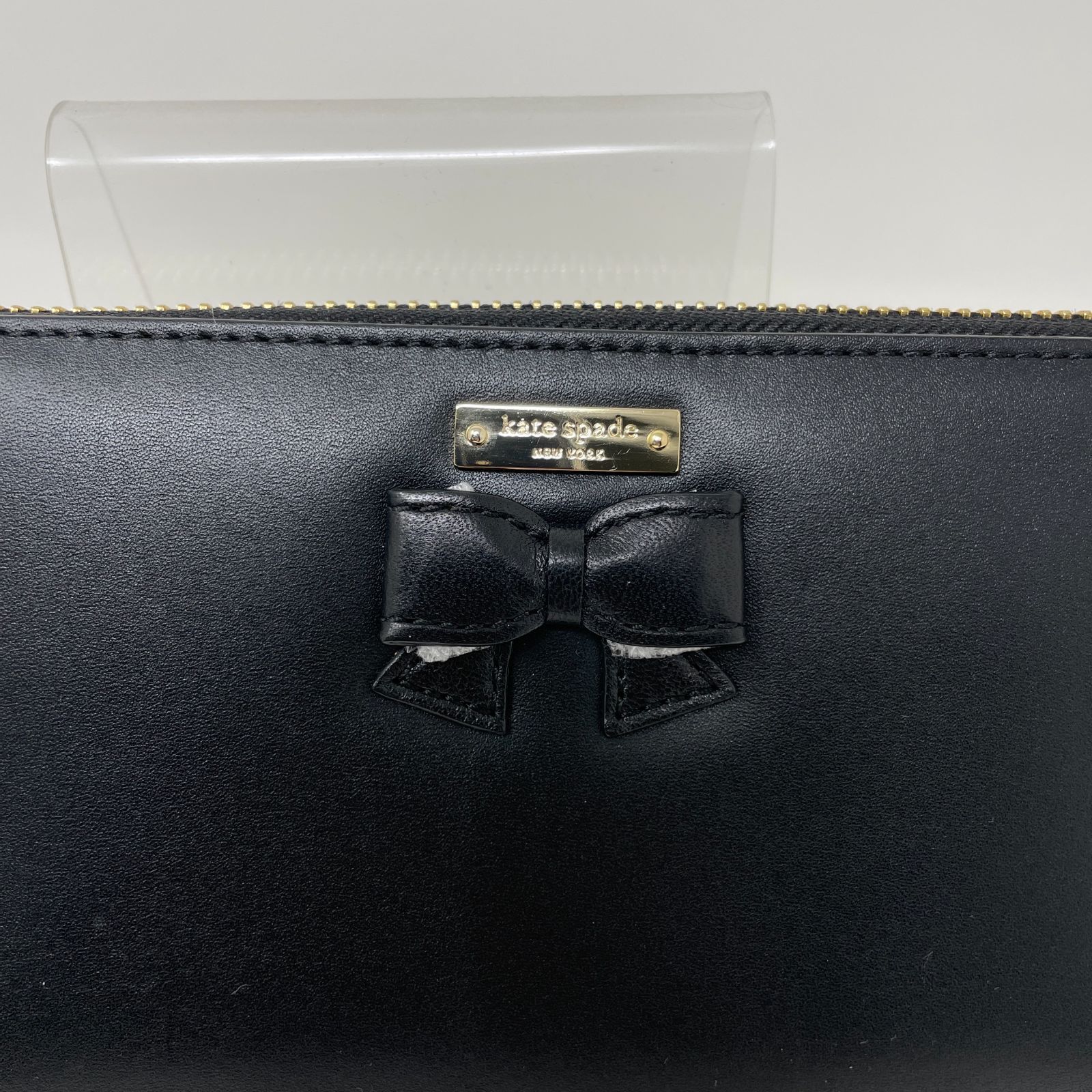 未使用】Kate spade ケイトスペード リボン ラウンドファスナー長財布 