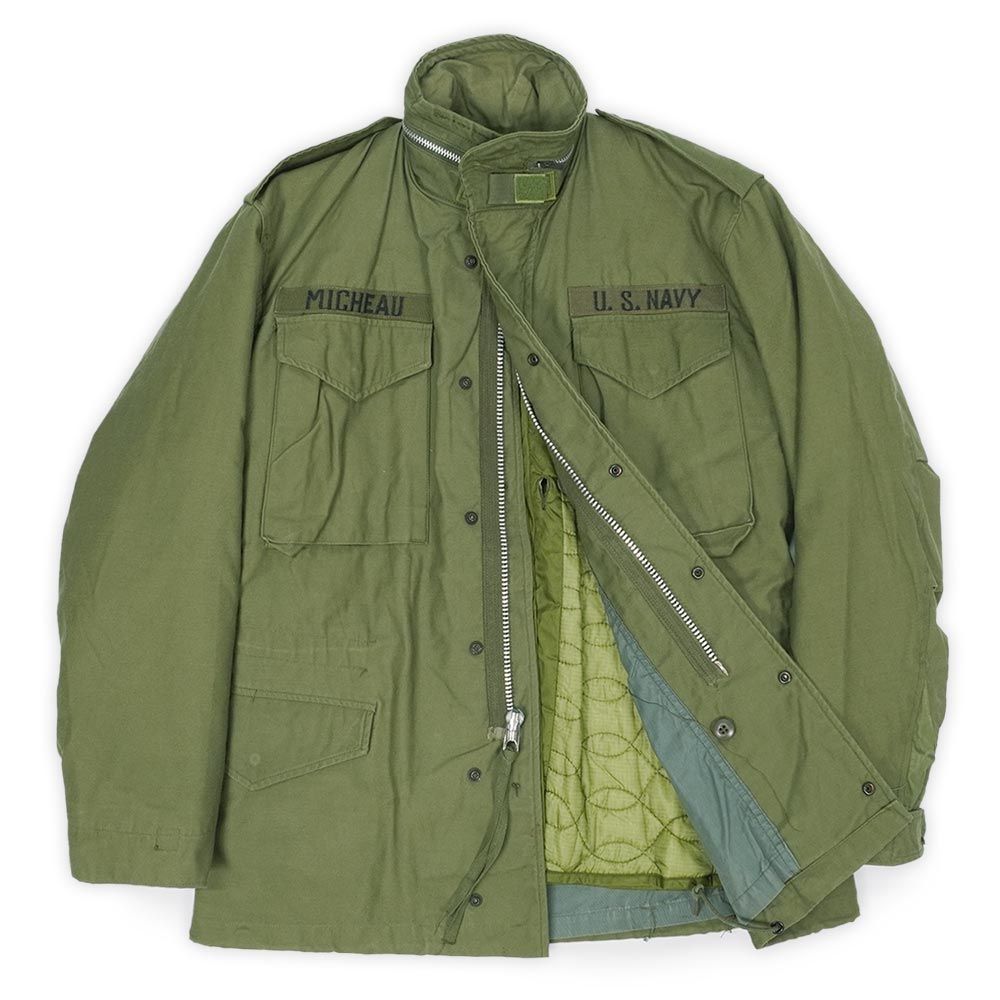 ほぼデッド 米軍実物 US NAVY 60 s M 65 フィールドジャケット 2 nd グレーライナー 初期 クロスウェーブライナー ステンシル 海軍官給 ARMY ヴィンテージ 古着 OG 107 R