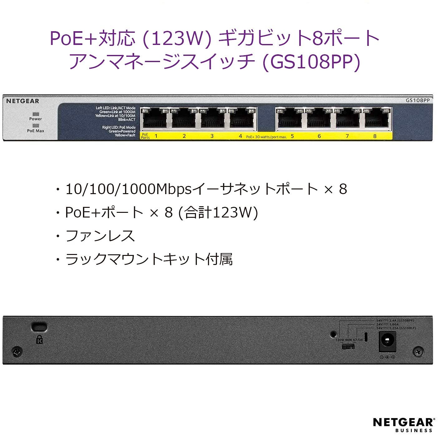 正規品】 ネットギア NETGEAR スイッチングハブ 8ポート 1G PoE+ (123W