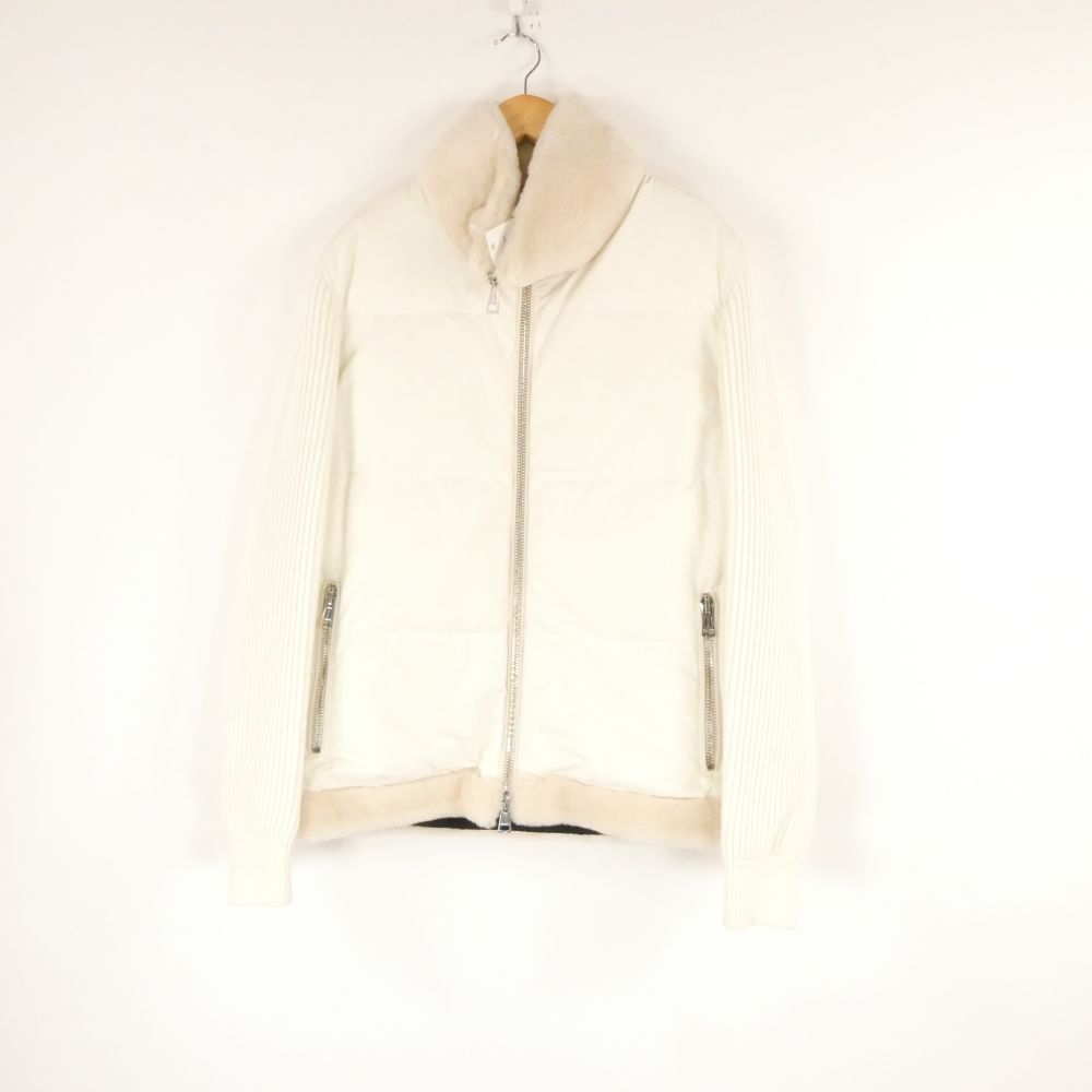 1piu1uguale3　ムートン　ジャケット　クリーム 美品 1PIU1UGUALE3 ウノピュウノウグァーレトレ RIB SLEEVE MOUTON