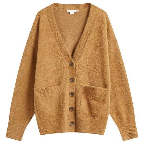 グッドアメリカン レディース アウター カーディガン プラスサイズ Good American Plush Oversized Cardigan Warm Caramel