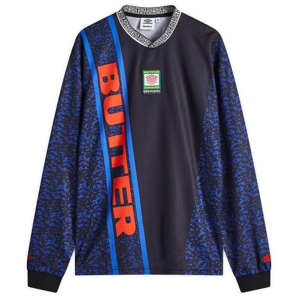 バターグッズ メンズ トップス シャツ ジャージー Butter Goods x Umbro Goalie Long Sleeve Jersey Black Blue ブラック