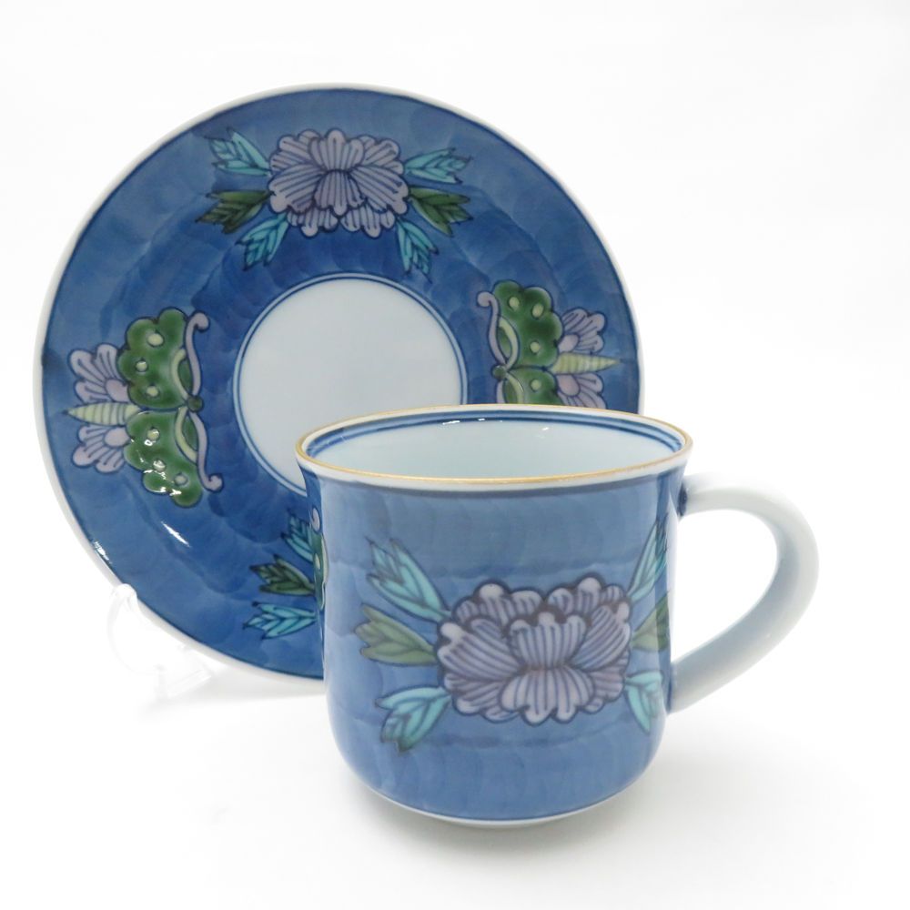 源右衛門窯 染錦牡丹蝶絵 カップ＆ソーサー 2客 ペア SY13377E2 - メルカリ