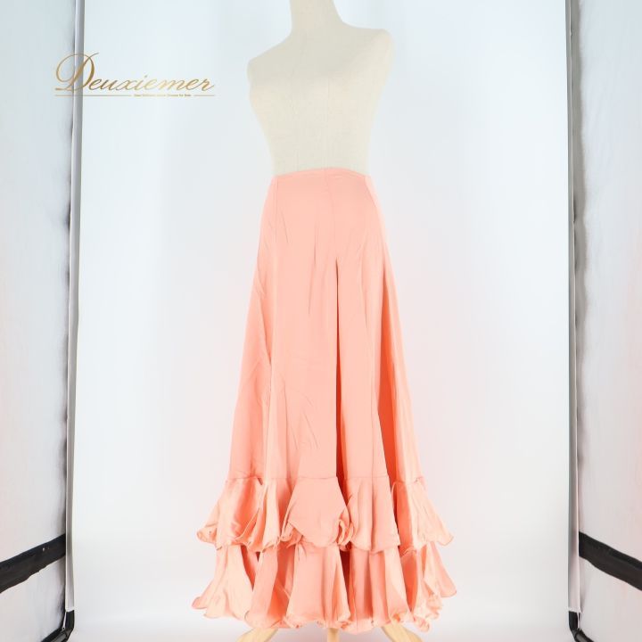 フラメンコ 衣装 ペチコート スカート ファルダ サーモンピンク 無地