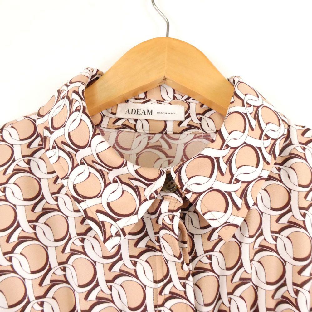 美品 ADEAM アディアム 42471 ブラウス 2 M相当 ポリエステル100% 長袖 モノグラムプリント トップス レディース AU3659A31 美品 ADEAM アディアム 42471 ブラウス 2 M相当 ポリエステル100% 長袖