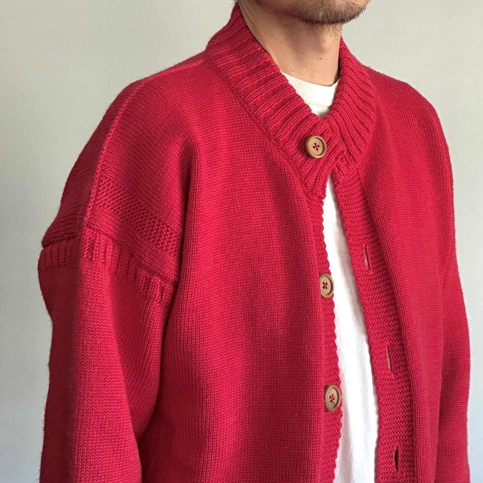 新品　英国製　LE TRICOTEUR / ガンジーカーディガン 38 Le Tricoteur / ガンジーセーター クルーネック カーディガン イギリス