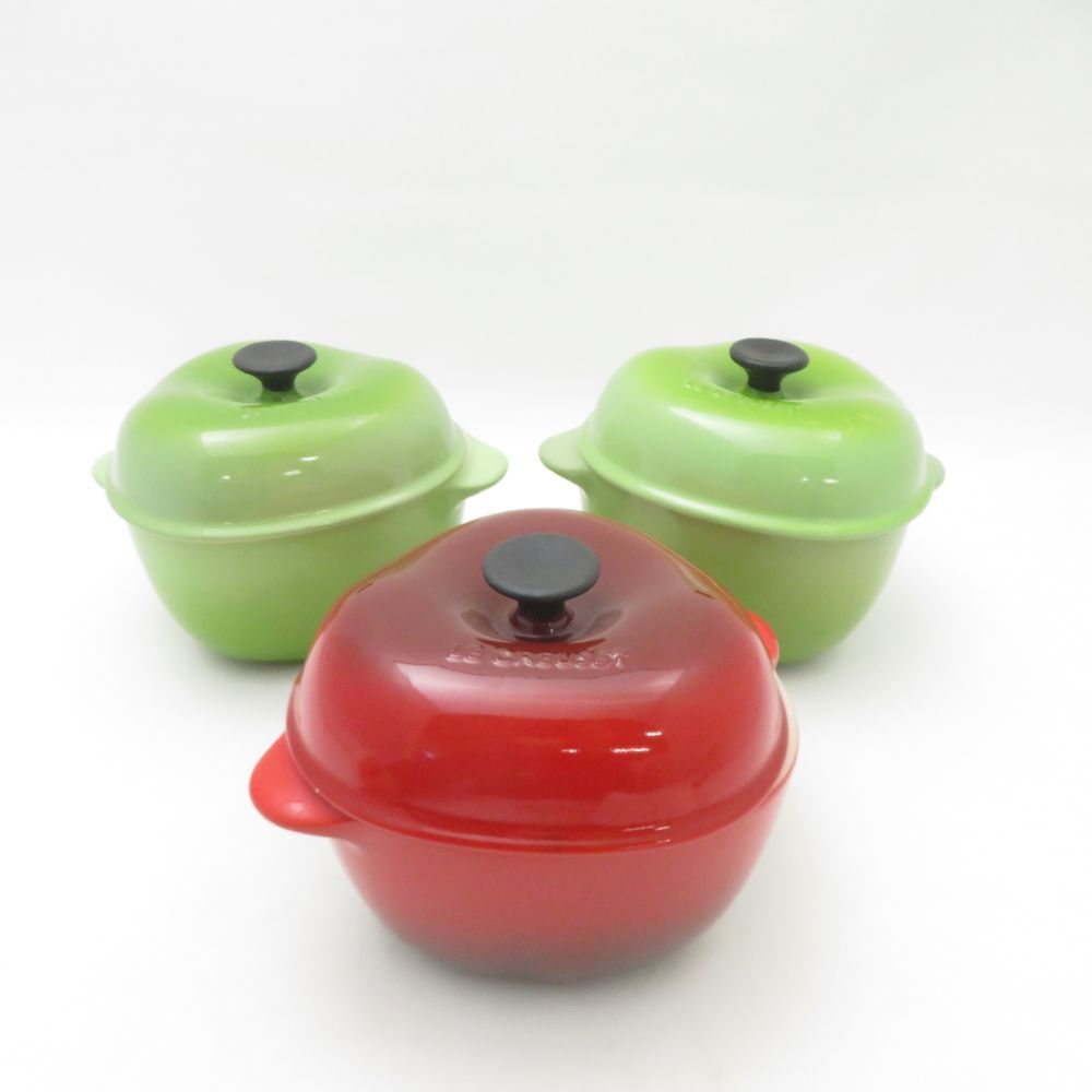 美品 Le Creuset ルクルーゼ アップル ココット 3点 セット レッド