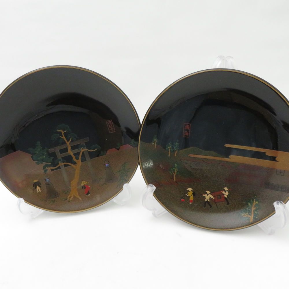 美品 輪島塗 東海道中図 蒔絵 銘々皿 5枚 セット 田谷漆器店 SC9836G1 美品 輪島塗 東海道中図 蒔絵 銘々皿 5枚 セット 田谷漆器店 SC9836G1