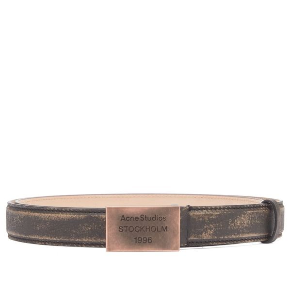 アクネ ストゥディオズ レディース アクセサリー ベルト ロゴ Acne Studios 1996 Logo Plaque Belt Dark Brown Beige ブラウン