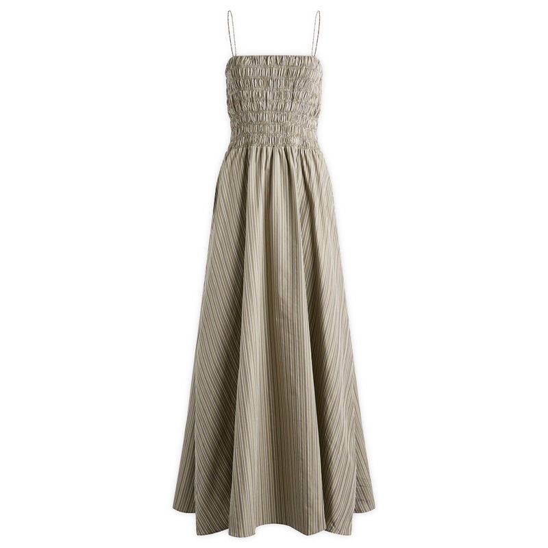 フェイスフルザブランド レディース トップス ワンピース マキシ Faithfull The Brand Lida Stripe Maxi Dress Khaki カーキ