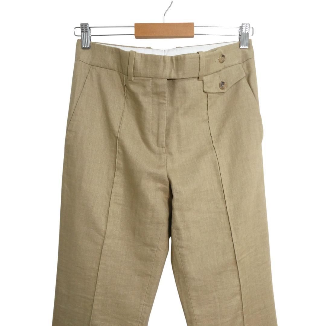 CELINE セリーヌ サイズ34 フィービー期 リネン コットン ポケット テーパード スキニー パンツ スラックス ベージュ レディース