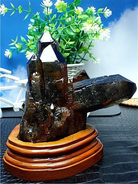  1220gAAA級 魔除け 天然モリオン黒水晶原石YT6C6 177C06B 小物入れ 置物 インテリア小物