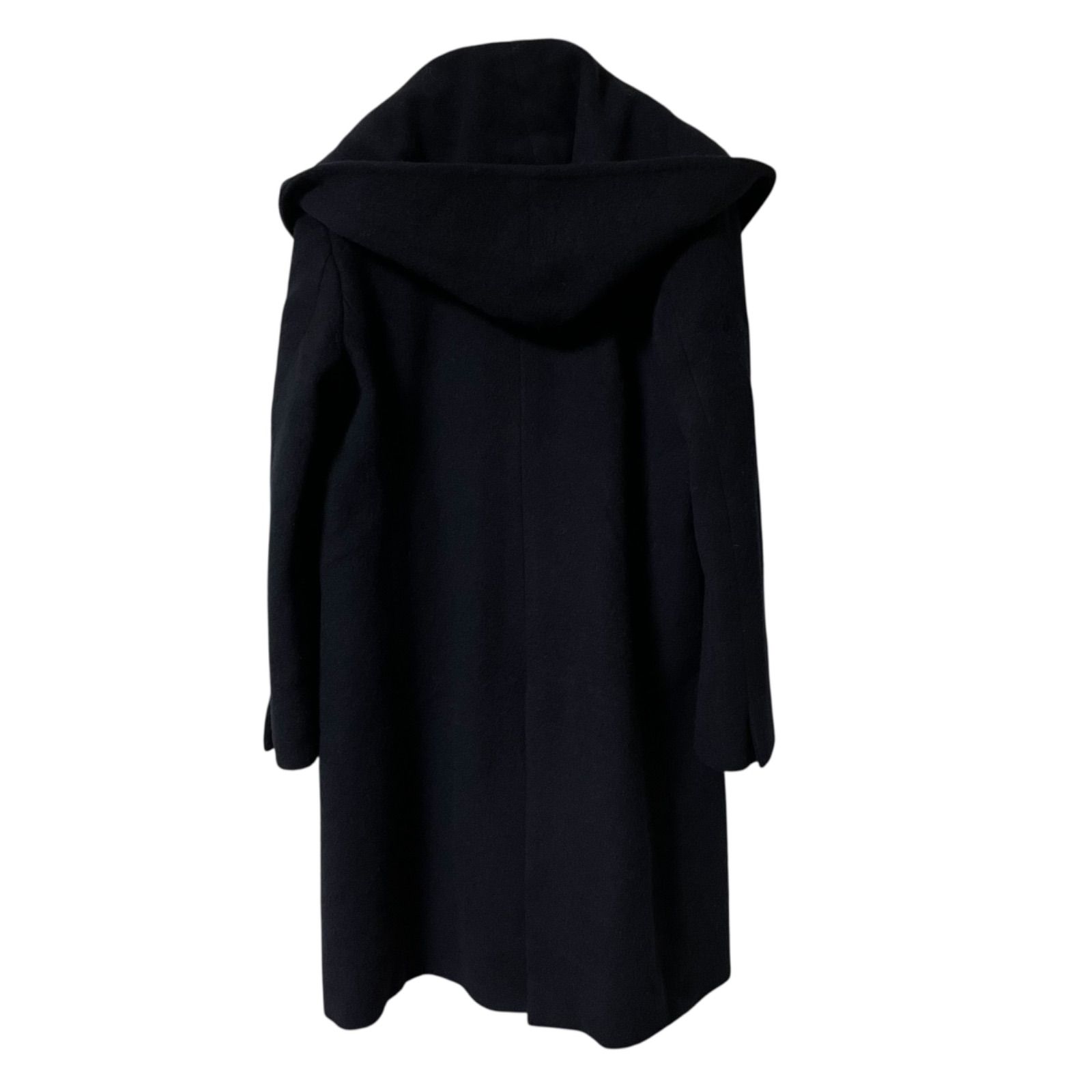 美品✨カルバンクライン　ダブルブレストフーデッドコート　ウール　黒　38 ZK16【美品】23区 フーデッドロングコート ダブルブレストコート