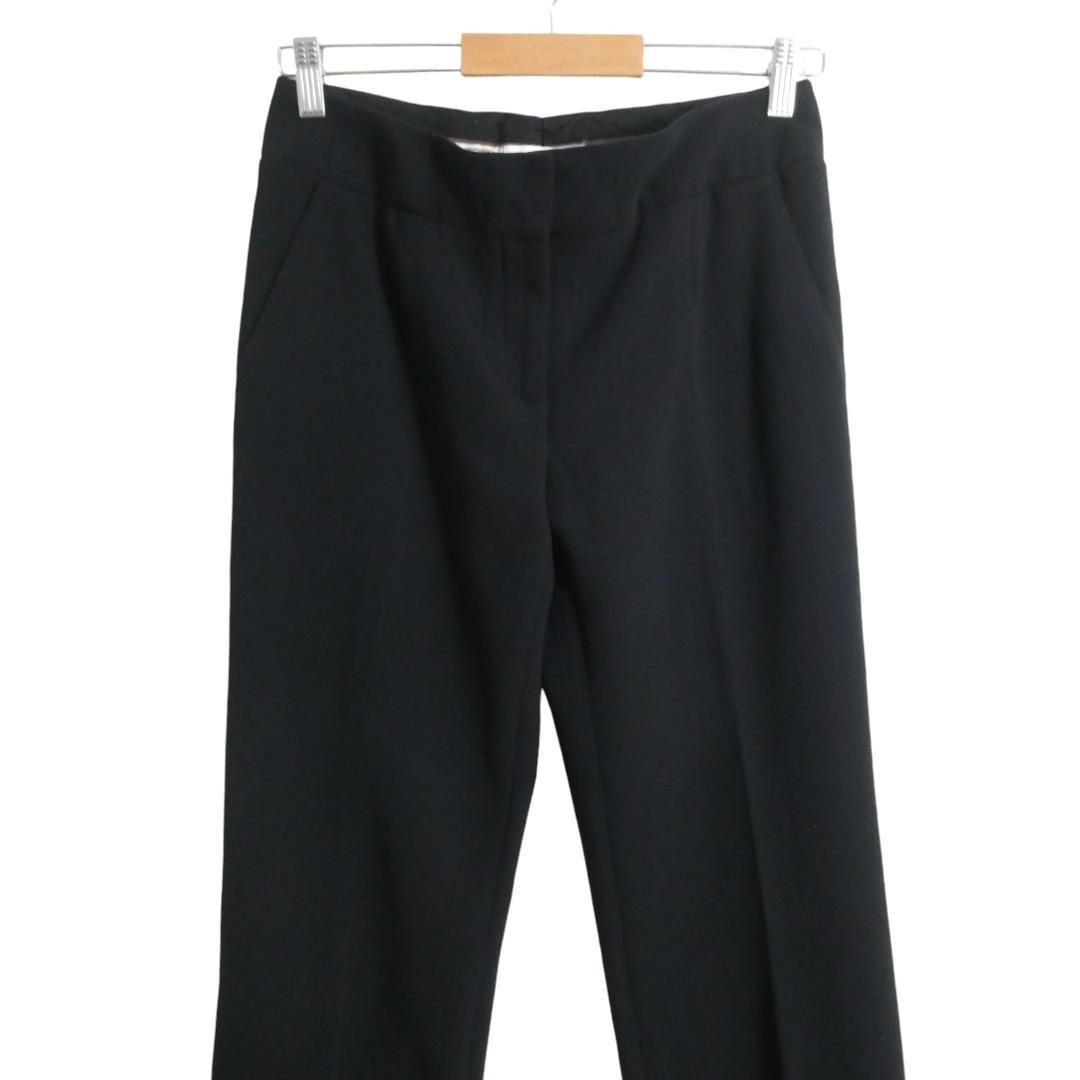 CELINE セリーヌ サイズ38 ウール ストレッチ トリオンフ センタープレス ストレート パンツ スラックス 黒 ブラック レディース