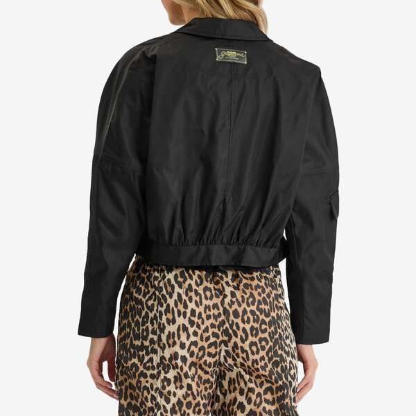 【美品】GANNI ジャケット　ガニー　ブラック　アウター U by SPICK&SPAN｜GANNI/ガニー Shiny Quilt Midi Jacket w. Flare