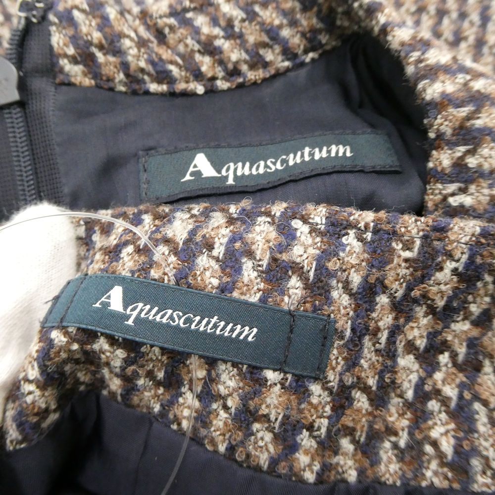 美品 Aquascutum アクアスキュータム セットアップ 8 M ウール 他 ノーカラージャケット ワンピース レディース AM7818A62 美品 Aquascutum アクアスキュータム セットアップ 8 M ウール 他 ノー