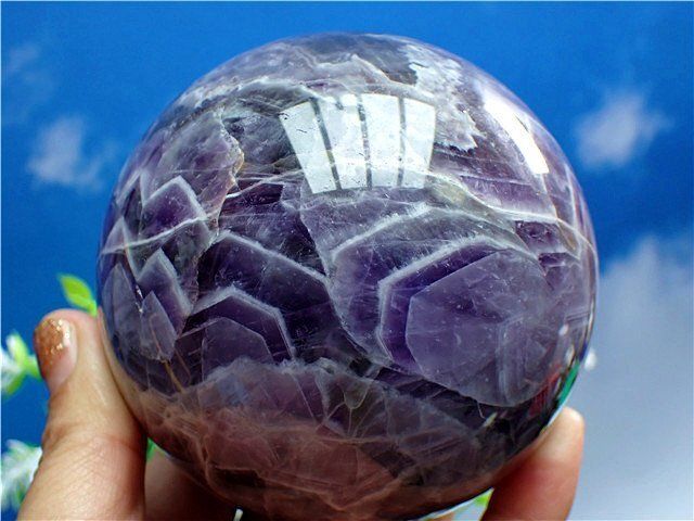 1005g天然～愛の守護石～夢幻紫水晶アメジスト丸玉B89G1/214G01B