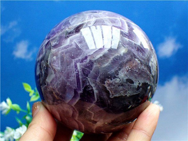1005g天然～愛の守護石～夢幻紫水晶アメジスト丸玉B89G1/214G01B