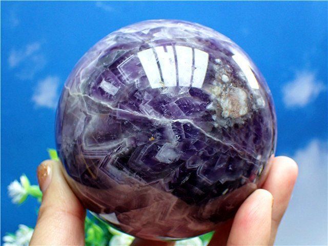 1005g天然～愛の守護石～夢幻紫水晶アメジスト丸玉B89G1/214G01B