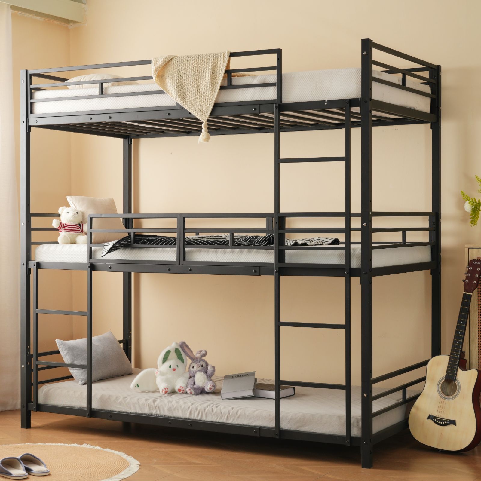 新作登场」三段ベッド 子供用 大人用 シングルベッド パイプベッド